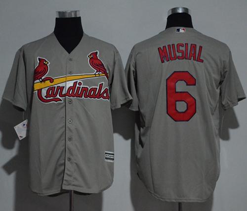 Cardinals #6 Stan Musial Grey New Cool Base Stitched MLB Jersey - Click Image to Close
